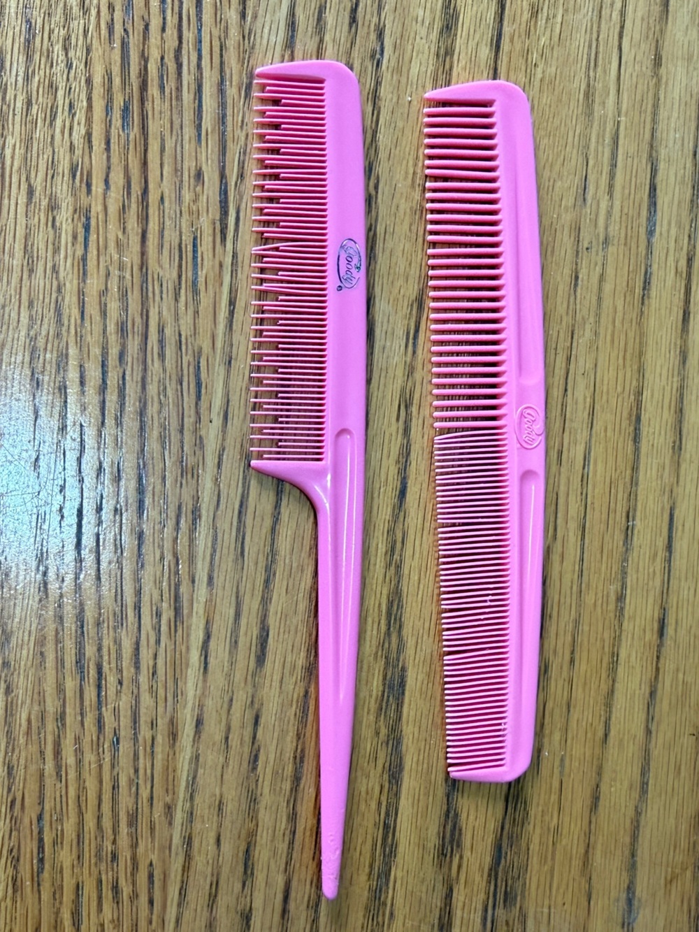 Vintage Goody Comb Set Pink Rat Tail Teasing Regular Stylist 1980s Set Of 2 USA